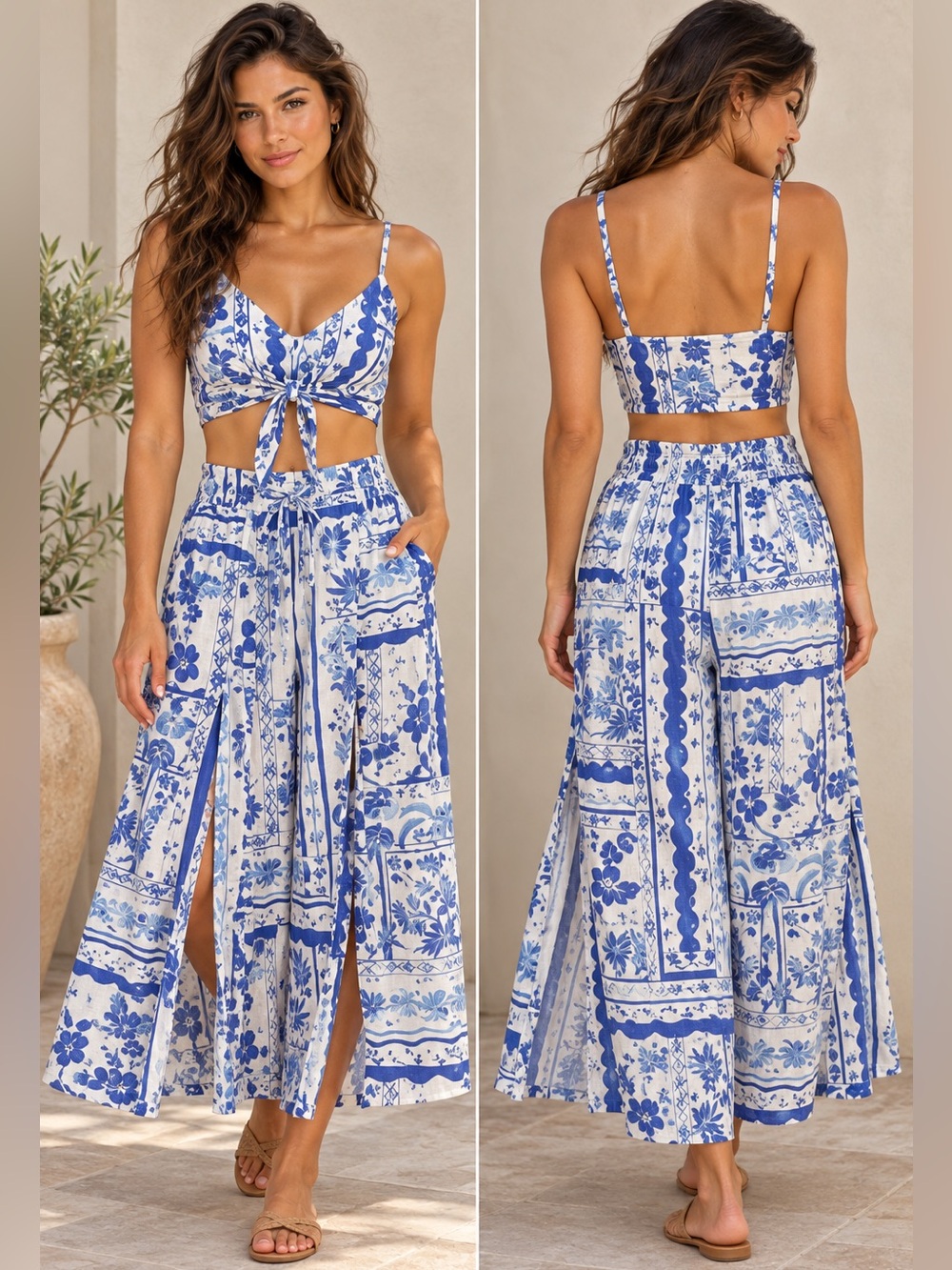 Joie Floral Blue and White Set